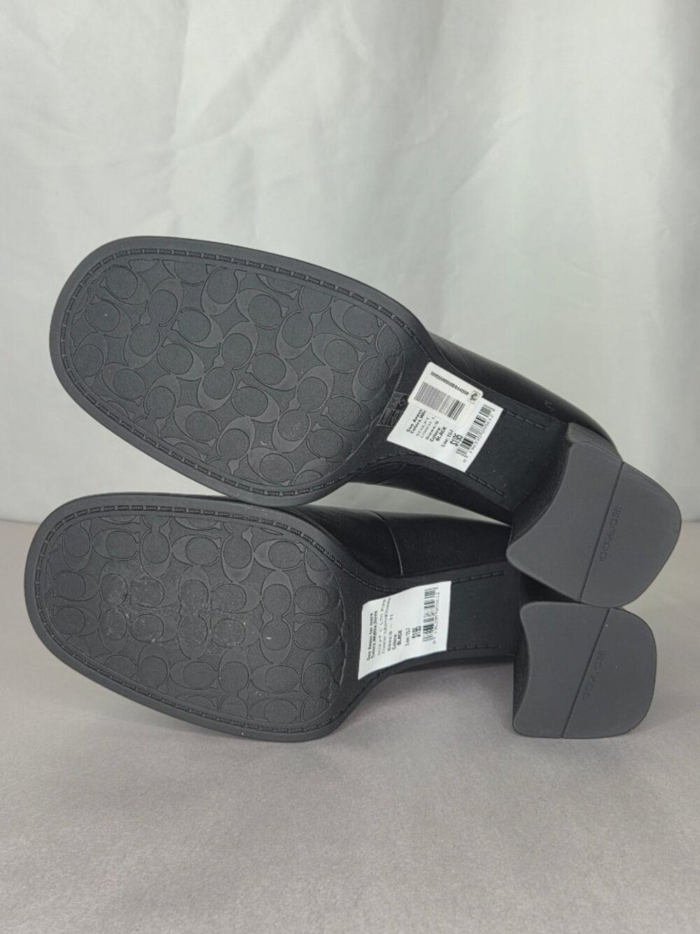 COACH Sculpted Block Heel Black Leather Pumps, Size: 8 B - Picture 5 of 8